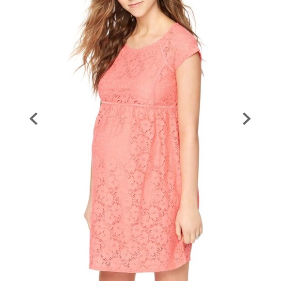 Motherhood Maternity Dresses & Skirts - Coral Back Zip Lace Maternity Dress-NWT